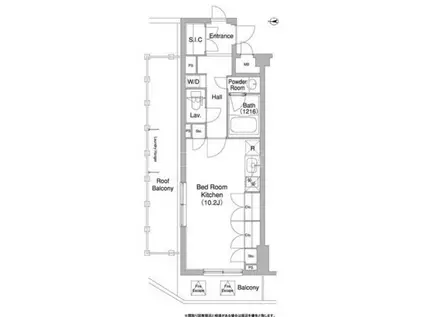 コンフォリア目黒長者丸(ワンルーム/2階)の間取り写真