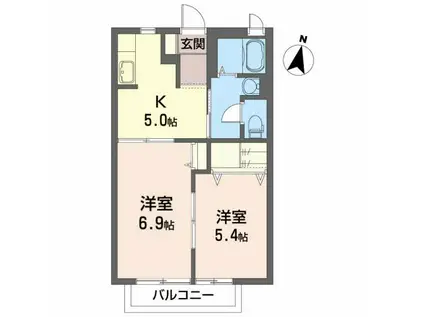 BBマーグII(2K/2階)の間取り写真