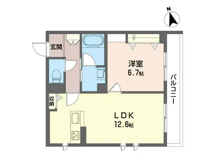 セレーノII(1LDK/2階)の間取り写真