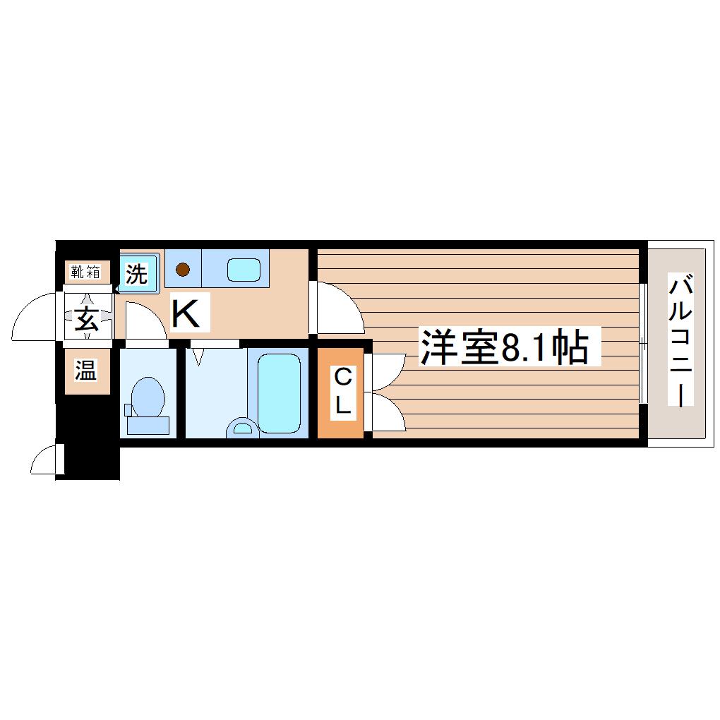 テルシノ北仙台(1K/4階)の間取り写真