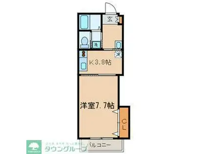 カサブランカN(1K/2階)の間取り写真