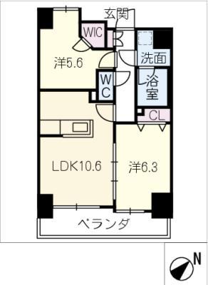 S-RESIDENCE大曽根BRESA(2LDK/14階)の間取り写真