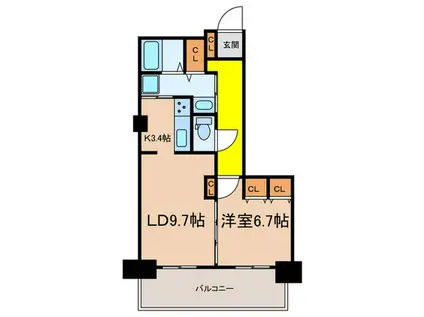 トルナーレ日本橋浜町(1LDK/17階)の間取り写真
