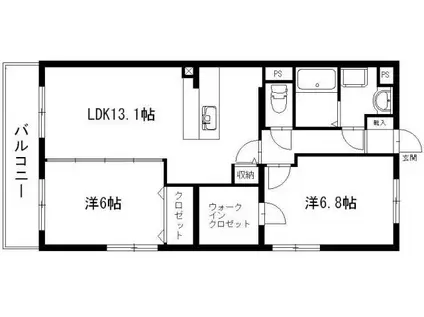 カルム富塚(2LDK/2階)の間取り写真