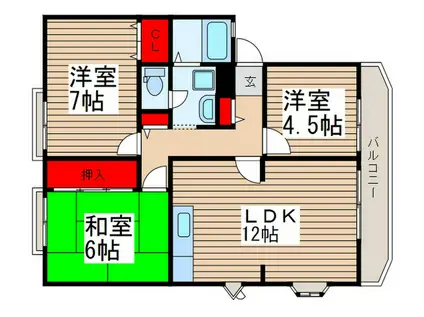サンビレッジ船橋J(3LDK/1階)の間取り写真