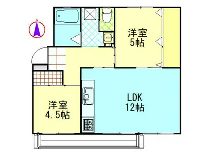 立川柏町団地(2LDK/1階)の間取り写真