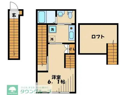 JR横浜線 淵野辺駅 徒歩11分 2階建 築5年(1K/2階)の間取り写真