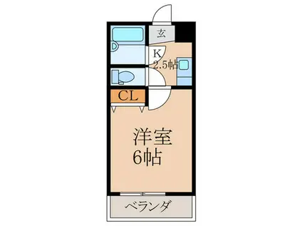 リラ・パラッツォ(1K/2階)の間取り写真