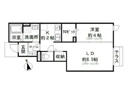 あめつちの(1LDK/1階)の間取り写真