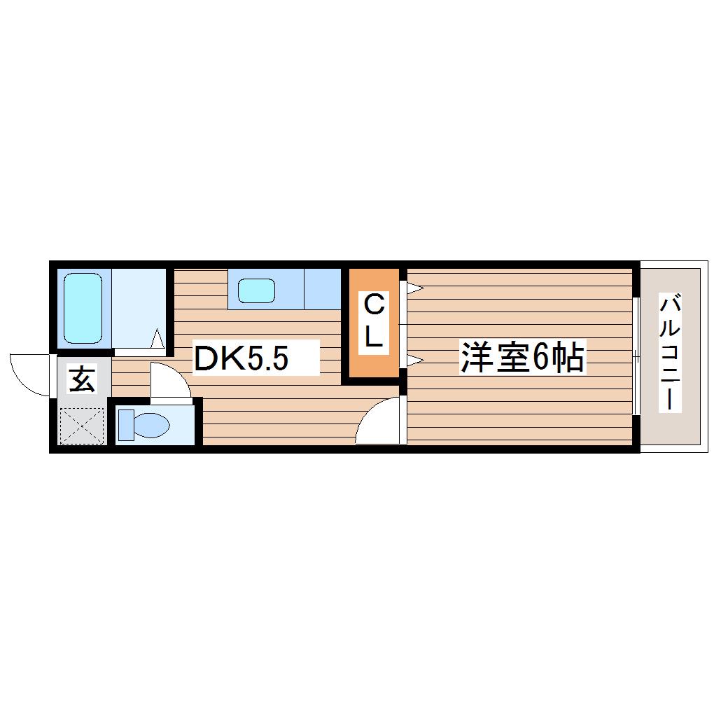コーポ田専(1DK/2階)の間取り写真
