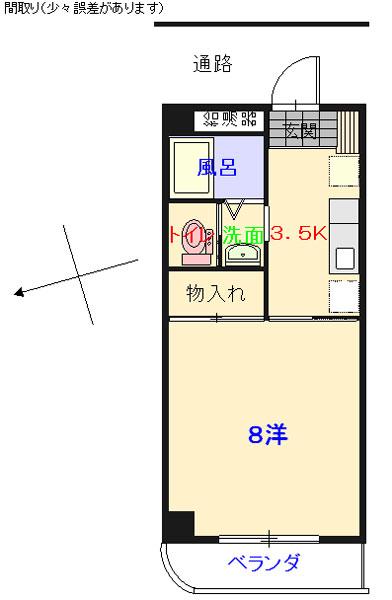 セントラルステージ広(1K/2階)の間取り写真