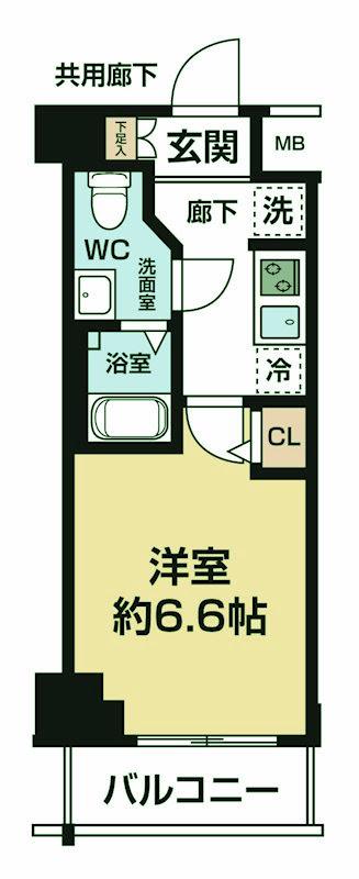 アルコバレーノ武蔵小山(1K/4階)の間取り写真