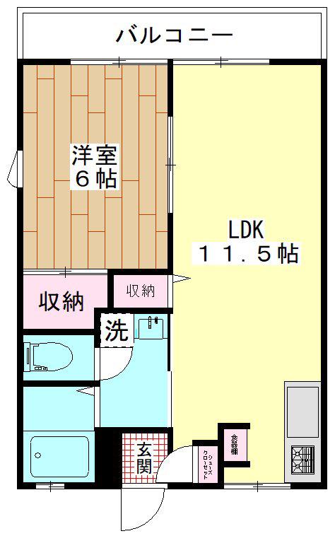 サンシティシマネ(1LDK/1階)の間取り写真
