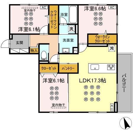 D-ROOM原町(3LDK/3階)の間取り写真