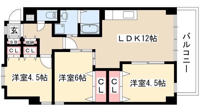 アーバンスクエアIII(3LDK/6階)の間取り写真