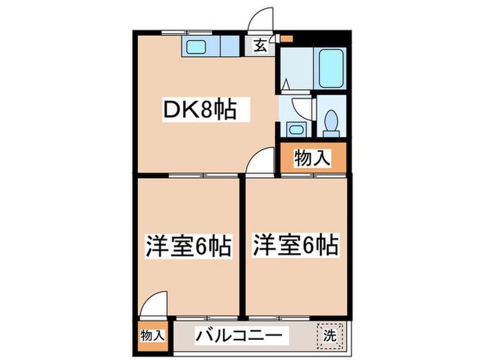 グランデール(2DK/2階)の間取り写真
