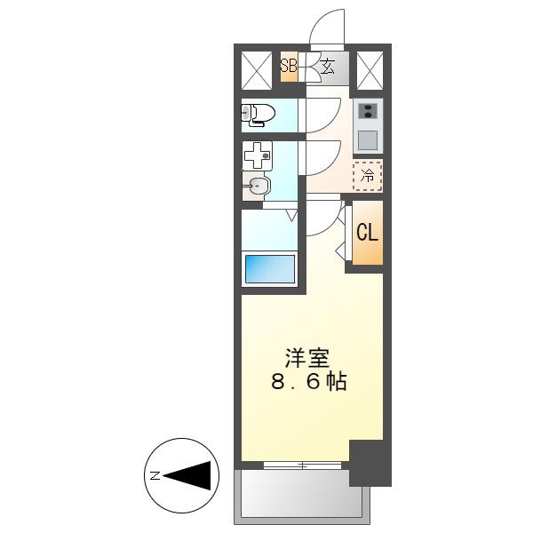 S-RESIDENCE金山ウエストエスレジデンス(1K/7階)の間取り写真
