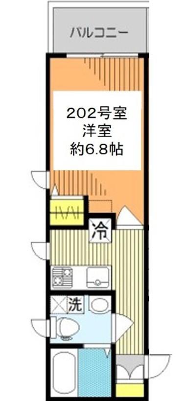 GLOBAL COURT(1K/2階)の間取り写真