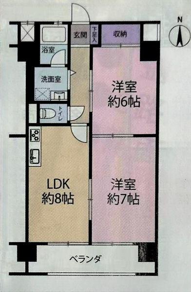 メゾン金山(2LDK/7階)の間取り写真