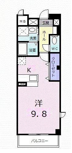 グレースコート白鷺坂(ワンルーム/6階)の間取り写真