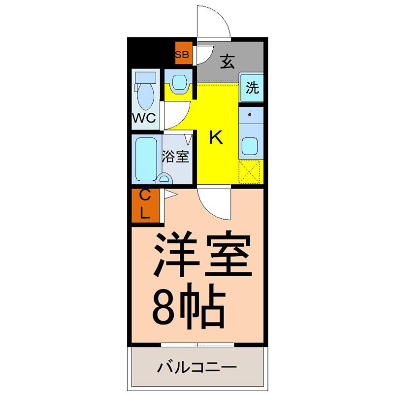 グランデ玉の井(1K/3階)の間取り写真