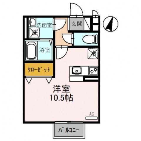 シェルズレイク日根野B(ワンルーム/2階)の間取り写真