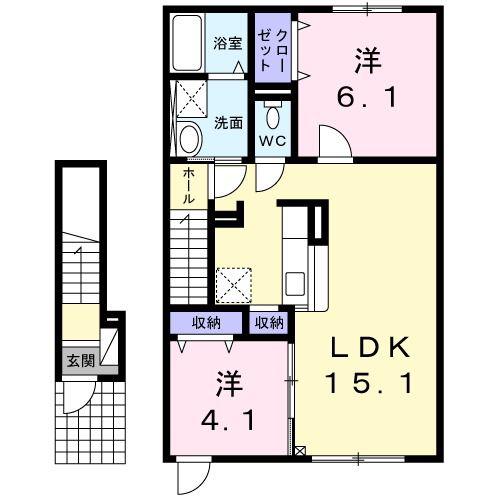 モンシェール トントン(2LDK/2階)の間取り写真
