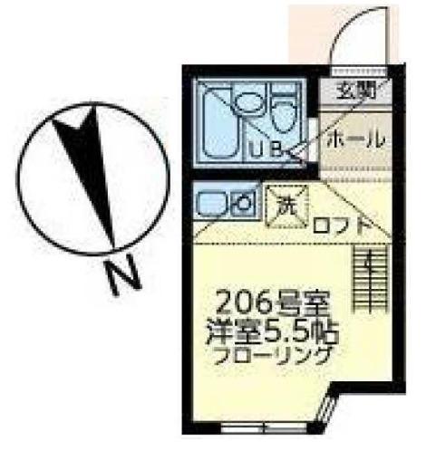 ユナイト南太田ジヴェルニー(ワンルーム/2階)の間取り写真