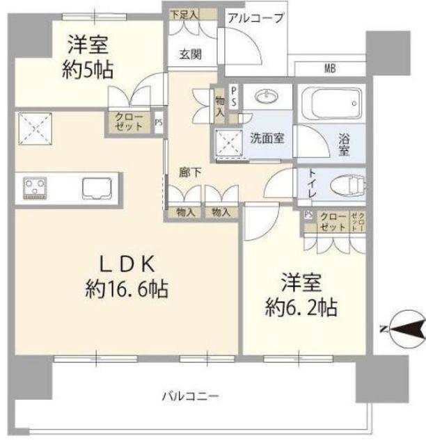 ローレルコート三鷹(2LDK/2階)の間取り写真