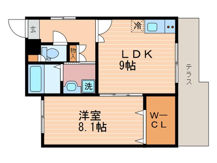GARBO 五条大橋(1LDK/1階)の間取り写真