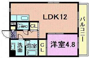 DEUX クレールひかり(1LDK/3階)の間取り写真