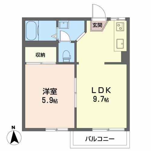 コーポ影山(1LDK/1階)の間取り写真