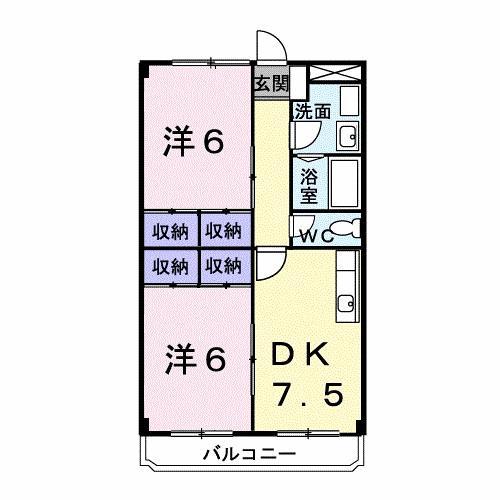 エクセルステージ8(2DK/1階)の間取り写真