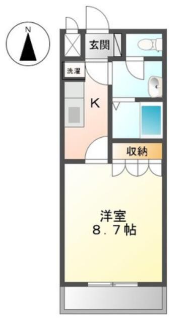 グレイシャス(1K/1階)の間取り写真