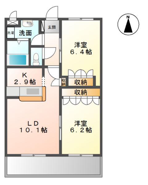 クレシア(2LDK/2階)の間取り写真