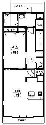 メゾンラヴィーヌ(1LDK/2階)の間取り写真