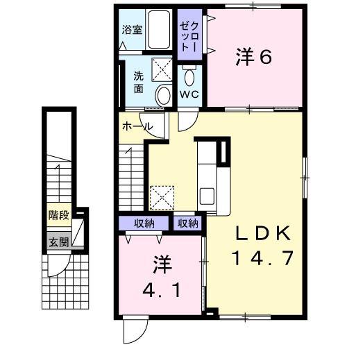 ビサイドパス(2LDK/2階)の間取り写真
