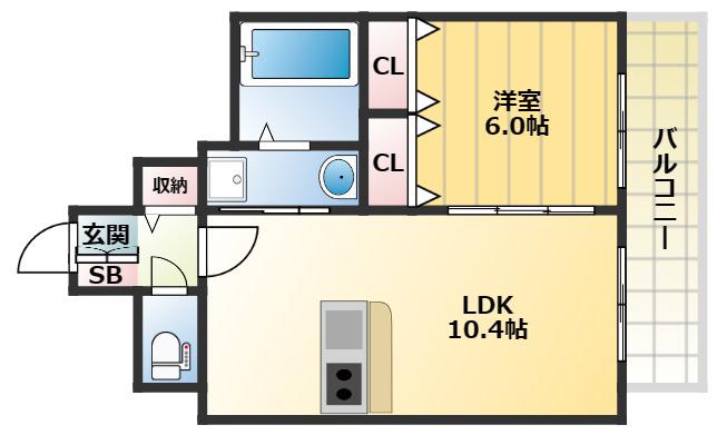 クラシェス深江(1LDK/2階)の間取り写真