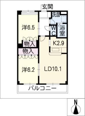 ウィステリア ドゥオ(2LDK/1階)の間取り写真