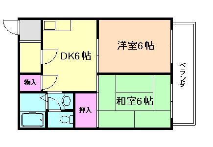 ピュアライフ歌島(2DK/5階)の間取り写真