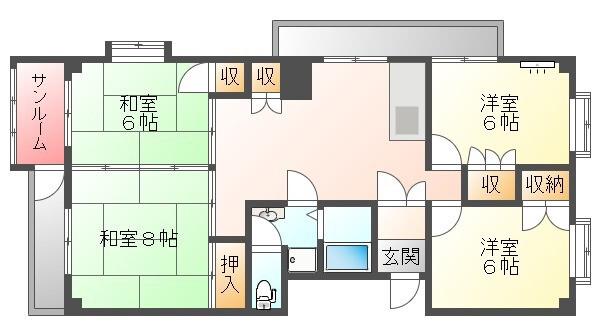 サクセス加賀(4DK/2階)の間取り写真