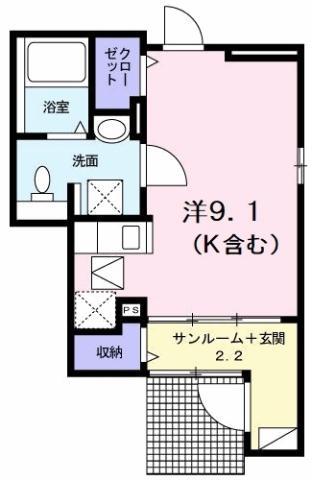 メゾン・アンジュ(1K/1階)の間取り写真