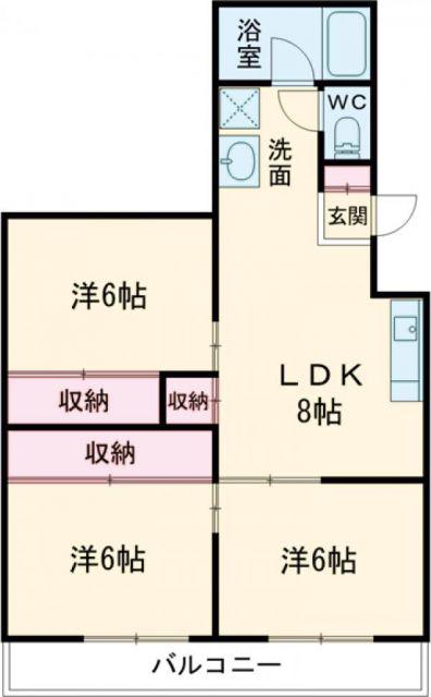メゾン作の山(3DK/2階)の間取り写真