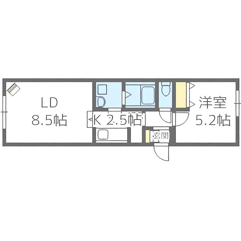 ティーケイ南郷(1LDK/1階)の間取り写真