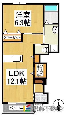 LIAXIS I(1LDK/1階)の間取り写真