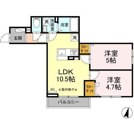 GARDEN大黒屋(2LDK/2階)の間取り写真