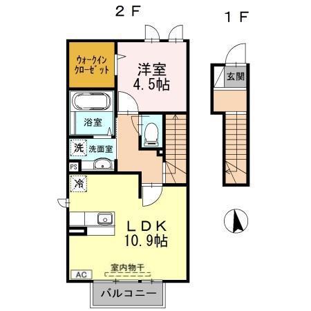 さくらフラット(1LDK/2階)の間取り写真