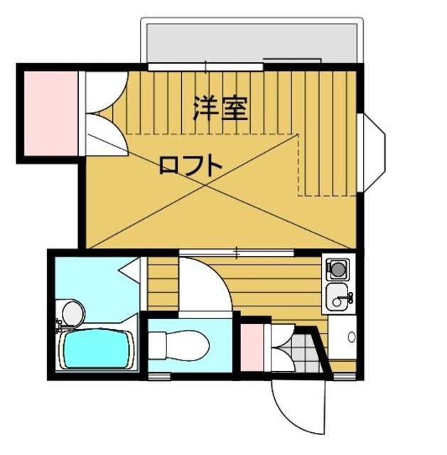 ベルエアー(1K/2階)の間取り写真