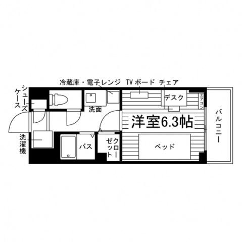 学生会館 ALIVIS千葉ウエスト(ワンルーム/6階)の間取り写真