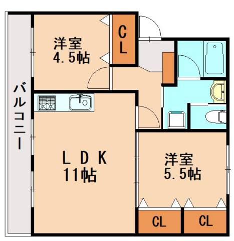 HIKAWA APARTMENT(2LDK/3階)の間取り写真